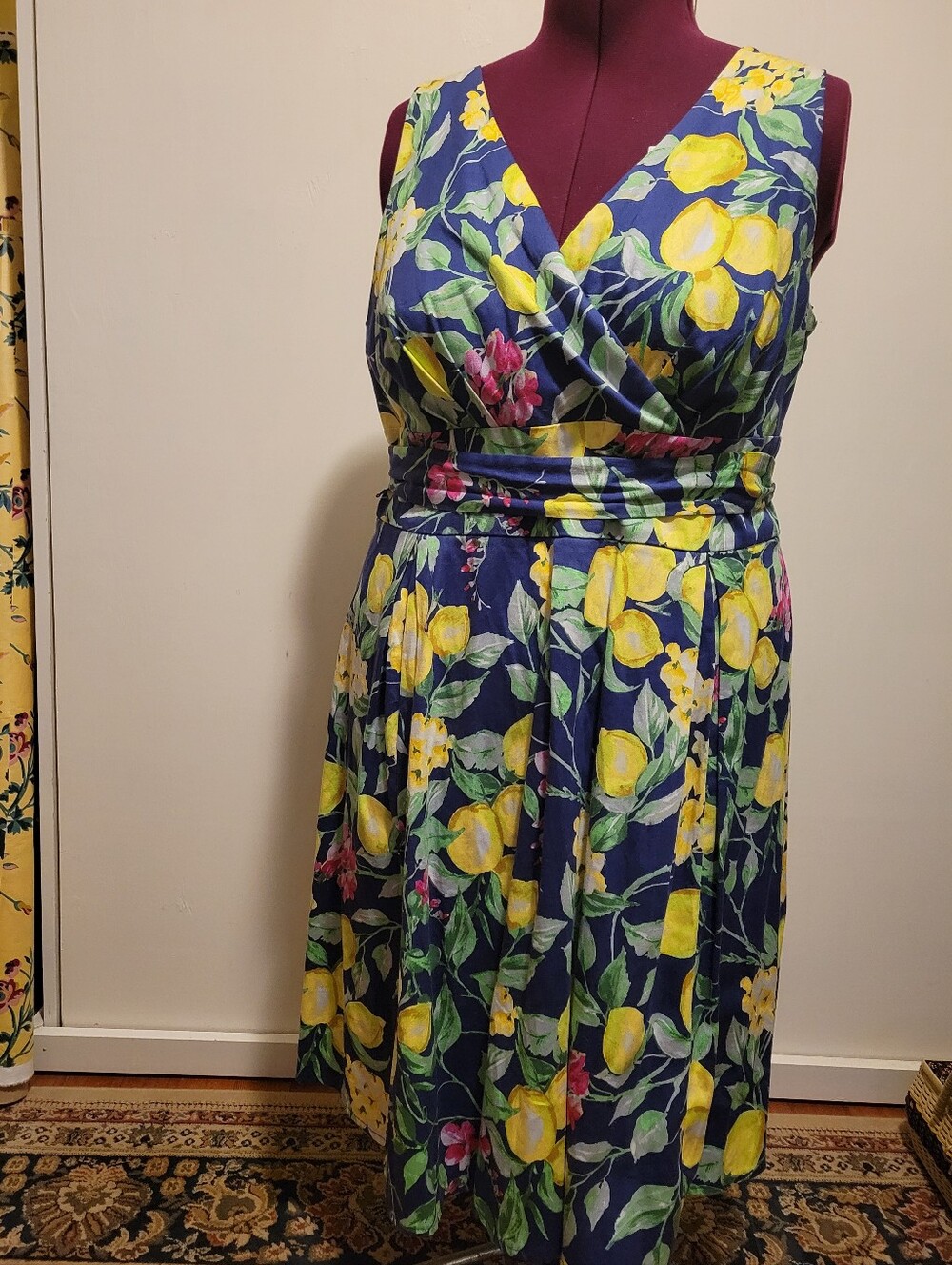 Roz & Ali Floral Midi Dress - Blue, Yellow, Pink